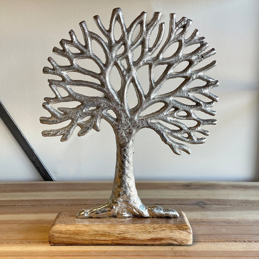 Metal Tree on Wood Base, 28cm image 0